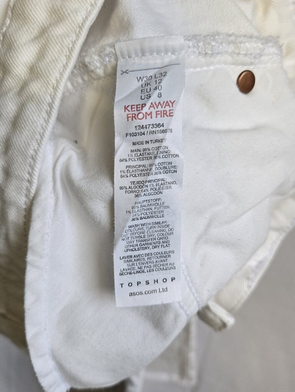 Topshop White Straight Jeans-Size 30w - Picture 3 of 8